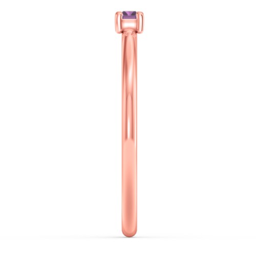 East-West Stackable Baguette Ring – 10K Rose Gold with Amethyst