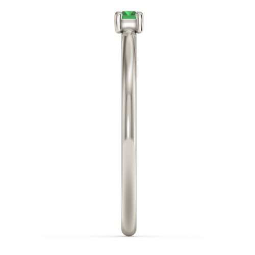 East-West Stackable Baguette Ring – 10K White Gold with Emerald