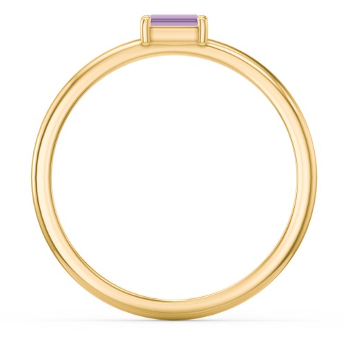 East-West Stackable Baguette Ring – 10K Yellow Gold with Amethyst