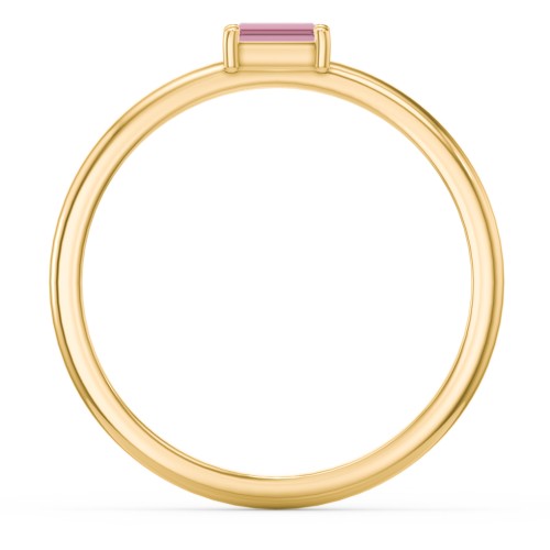 East-West Stackable Baguette Ring – 10K Yellow Gold with Pink Tourmaline