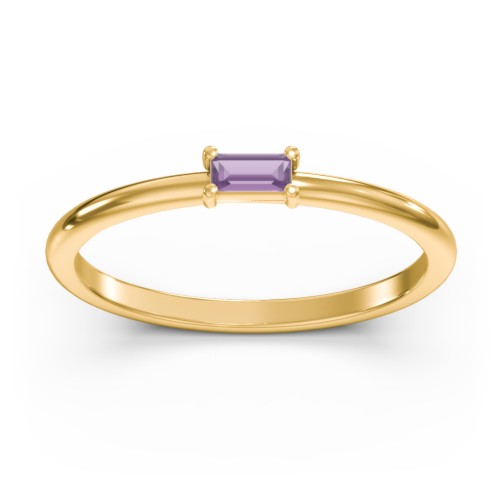 East-West Stackable Baguette Ring – 10K Yellow Gold with Amethyst