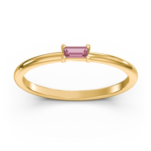 East-West Stackable Baguette Ring – 10K Yellow Gold with Pink Tourmaline