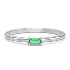 East-West Stackable Baguette Ring – 10K Rose Gold with Emerald