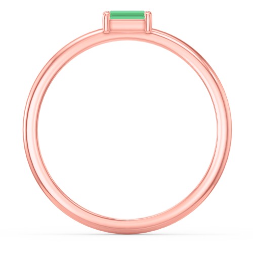 East-West Stackable Baguette Ring – 10K Rose Gold with Emerald