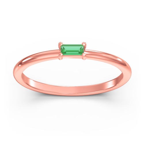 East-West Stackable Baguette Ring – 10K Rose Gold with Emerald