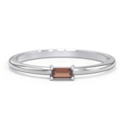 East-West Stackable Baguette Ring in 925 Sterling Silver with Garnet