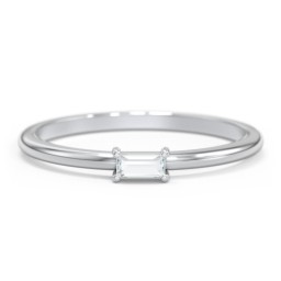 East-West Stackable Baguette Ring in 925 Sterling Silver with Aquamarine
