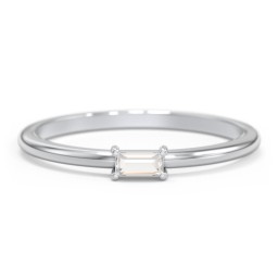 East-West Stackable Baguette Ring in 925 Sterling Silver with Cubic Zirconia