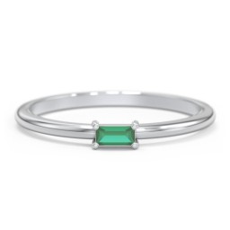 East-West Stackable Baguette Ring in 925 Sterling Silver with Emerald