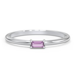 East-West Stackable Baguette Ring in 925 Sterling Silver with Amethyst