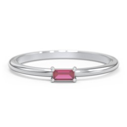 East-West Stackable Baguette Ring in 925 Sterling Silver with Ruby