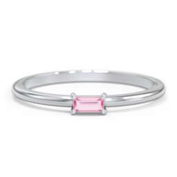 East-West Stackable Baguette Ring in 925 Sterling Silver with Pink Tourmaline