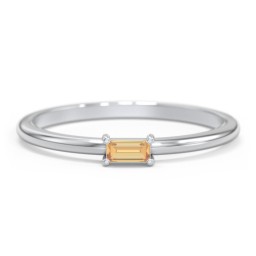 East-West Stackable Baguette Ring in 925 Sterling Silver with Citrine