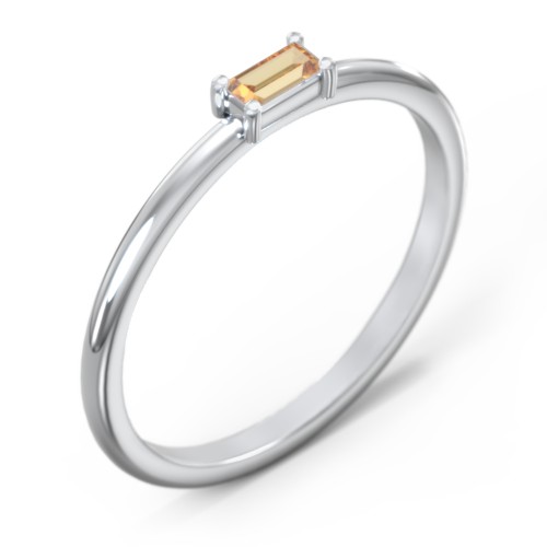 East-West Stackable Baguette Ring – Sterling Silver with Citrine