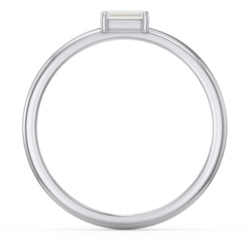 East-West Stackable Baguette Ring – Sterling Silver with Cubic Zirconia