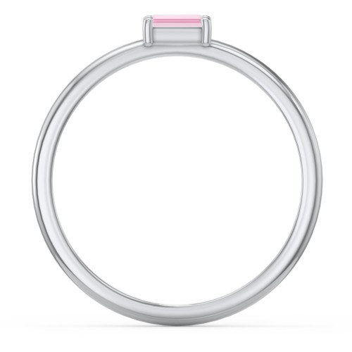 East-West Stackable Baguette Ring – Sterling Silver with Pink Tourmaline