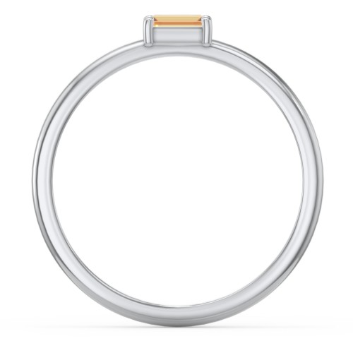 East-West Stackable Baguette Ring – Sterling Silver with Citrine