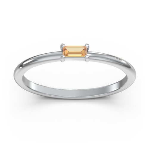 East-West Stackable Baguette Ring – Sterling Silver with Citrine