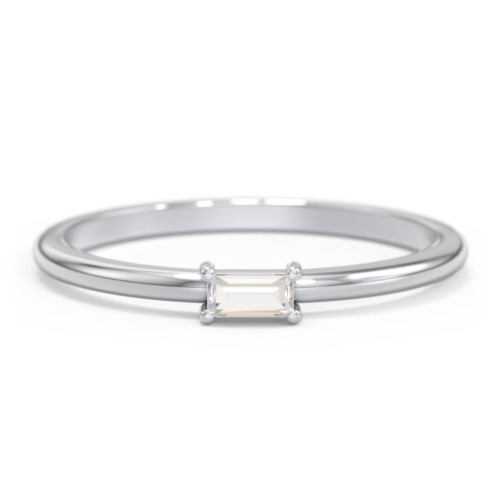 East-West Stackable Baguette Ring – Sterling Silver with Cubic Zirconia