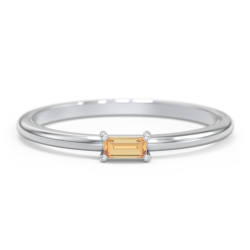 East-West Stackable Baguette Ring – Sterling Silver with Citrine