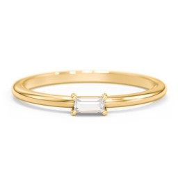 East-West Stackable Baguette Ring in 10K Solid Yellow Gold with Cubic Zirconia