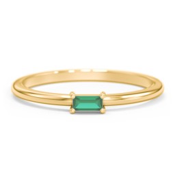 East-West Stackable Baguette Ring in 10K Solid Yellow Gold with Emerald