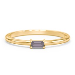 East-West Stackable Baguette Ring in 10K Solid Yellow Gold with Alexandrite