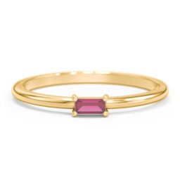 East-West Stackable Baguette Ring in 10K Solid Yellow Gold with Ruby