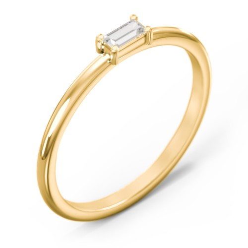 East-West Stackable Baguette Ring – 10K Yellow Gold with Cubic Zirconia