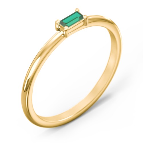 East-West Stackable Baguette Ring – 10K Yellow Gold with Emerald