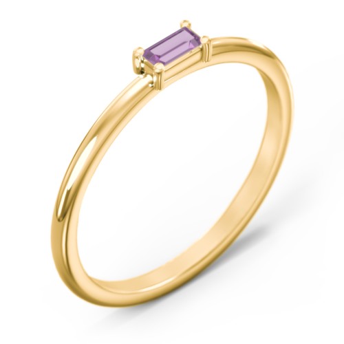 East-West Stackable Baguette Ring – 10K Yellow Gold with Amethyst