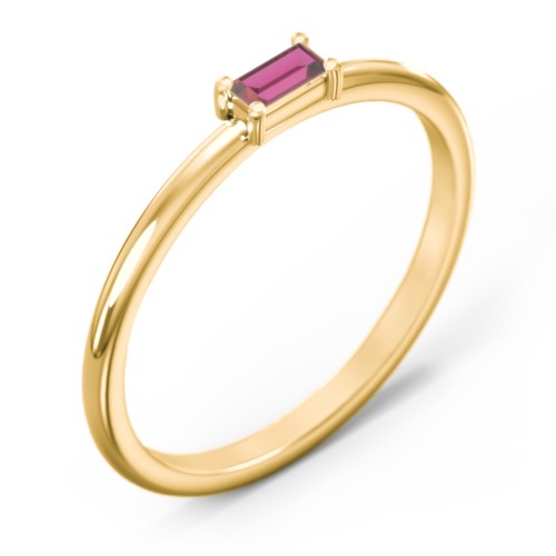 East-West Stackable Baguette Ring – 10K Yellow Gold with Ruby