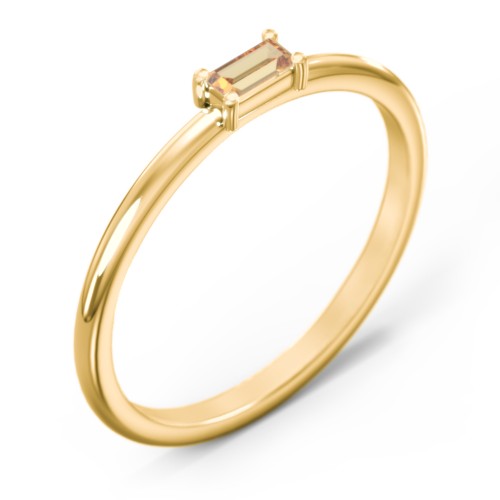 East-West Stackable Baguette Ring – 10K Yellow Gold with Citrine