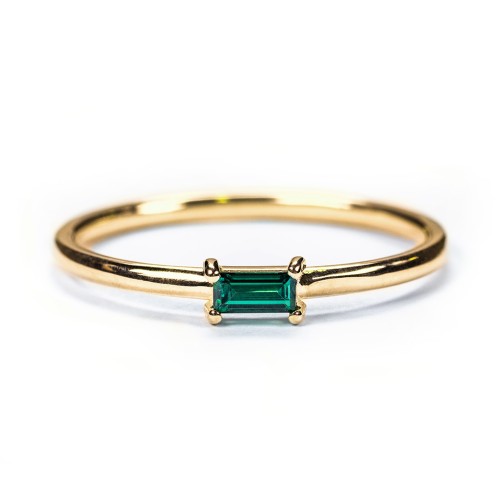 East-West Stackable Baguette Ring – 10K Yellow Gold with Cubic Zirconia