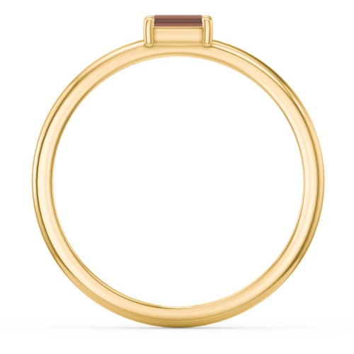 East-West Stackable Baguette Ring – 10K Yellow Gold with Garnet