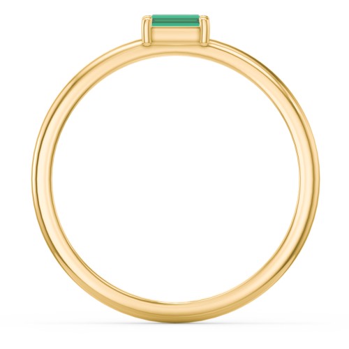 East-West Stackable Baguette Ring – 10K Yellow Gold with Emerald