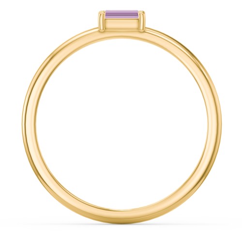 East-West Stackable Baguette Ring – 10K Yellow Gold with Amethyst