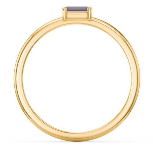 East-West Stackable Baguette Ring – 10K Yellow Gold with Alexandrite