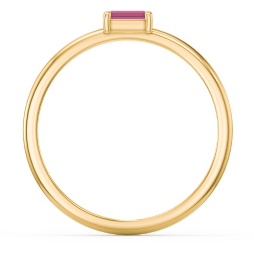 East-West Stackable Baguette Ring – 10K Yellow Gold with Ruby