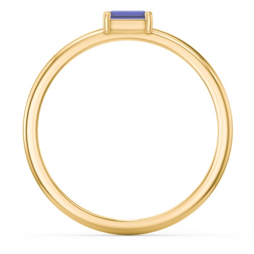East-West Stackable Baguette Ring – 10K Yellow Gold with Blue Sapphire