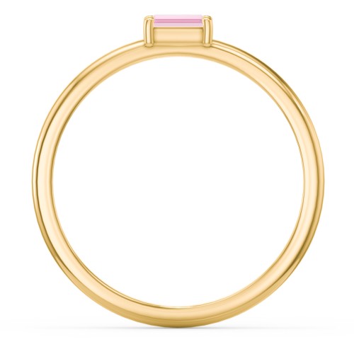 East-West Stackable Baguette Ring – 10K Yellow Gold with Pink Tourmaline