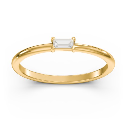 East-West Stackable Baguette Ring – 10K Yellow Gold with Cubic Zirconia