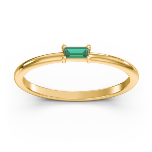 East-West Stackable Baguette Ring – 10K Yellow Gold with Emerald