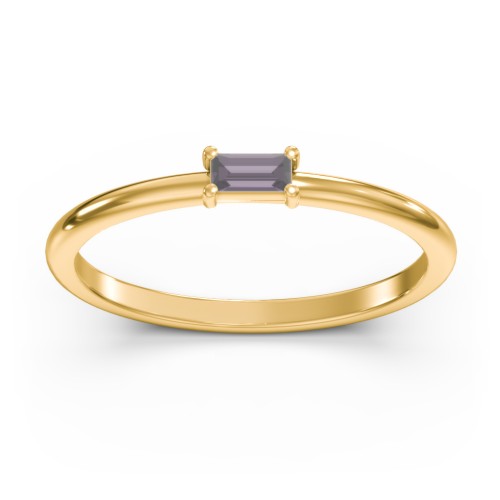 East-West Stackable Baguette Ring – 10K Yellow Gold with Alexandrite
