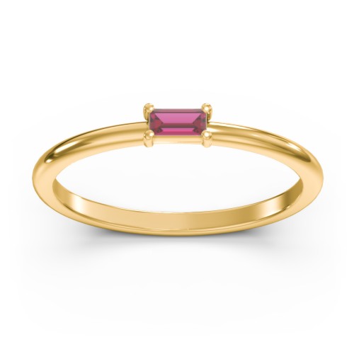 East-West Stackable Baguette Ring – 10K Yellow Gold with Ruby