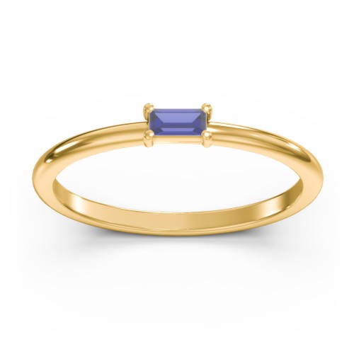 East-West Stackable Baguette Ring – 10K Yellow Gold with Blue Sapphire
