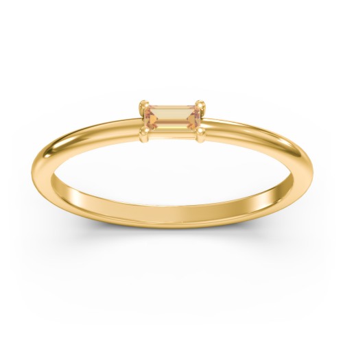 East-West Stackable Baguette Ring – 10K Yellow Gold with Citrine