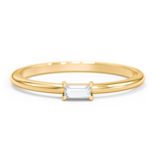 East-West Stackable Baguette Ring – 10K Yellow Gold with Aquamarine