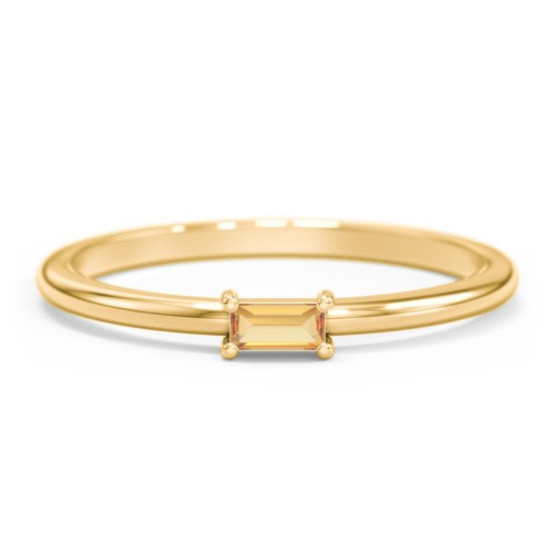East-West Stackable Baguette Ring – 10K Yellow Gold with Citrine
