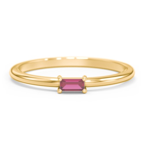 East-West Stackable Baguette Ring – 10K Yellow Gold with Ruby